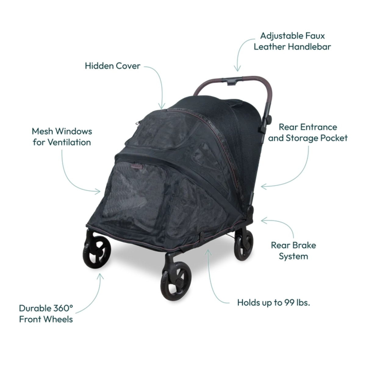 athens Flat Fold Pet Stroller Hudson(Large)